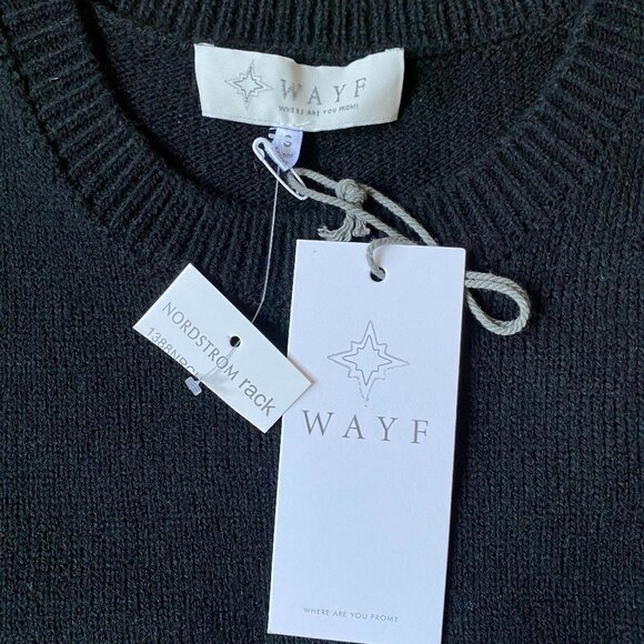 WAYF BNWT Black Sweater Dress "Lola" Puff Sleeve S - Picture 7 of 8